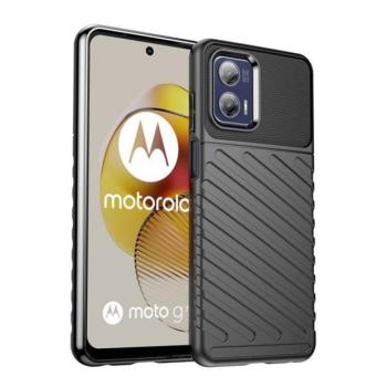 Motorola Moto G73 5G, Szilikon tok, közepesen ütésálló, domború csíkos minta, fekete kép