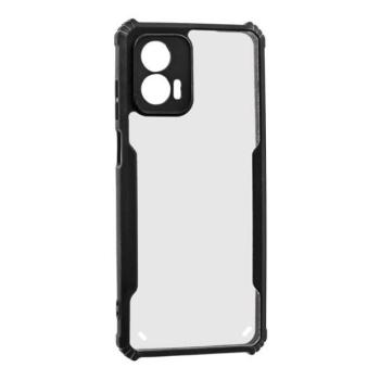 Motorola Moto G73 5G, Szilikon tok, közepesen ütésálló, légpárnás sarok, akril hátlap, Anti-Drop Case, átlátszó/fekete kép