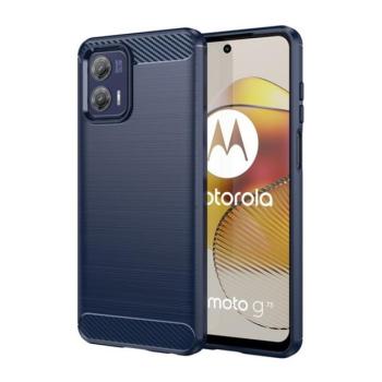 Motorola Moto G73 5G, Szilikon tok, közepesen ütésálló, szálcsiszolt, karbon minta, sötétkék kép