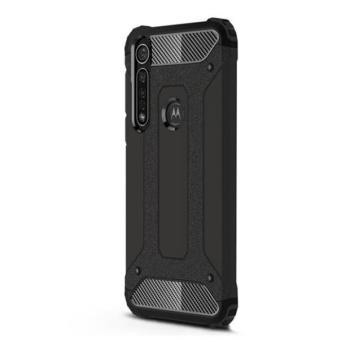 Motorola Moto G8 Plus, Műanyag hátlap védőtok, Defender, fémhatású, fekete kép