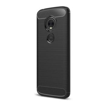 Motorola Moto G8 Plus, TPU szilikon tok, közepesen ütésálló, szálcsiszolt, karbon minta, fekete kép