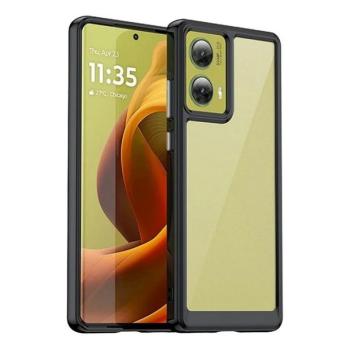 Motorola Moto G85, Műanyag hátlap védőtok + szilikon keret, közepesen ütésálló, átlátszó hátlap, fekete kép