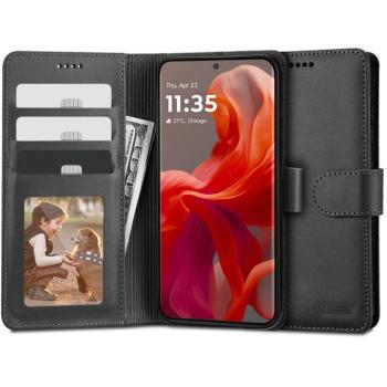 Motorola Moto G85, Oldalra nyíló tok, stand, mágnes csattal, TP Wallett, fekete kép