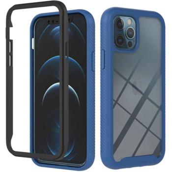 Motorola Moto G9 Power, Szilikon hátlap és műanyag előlapi tok, elő- és hátlapi üveggel, közepsen ütésálló, Wooze Power Case, fekete/kék kép