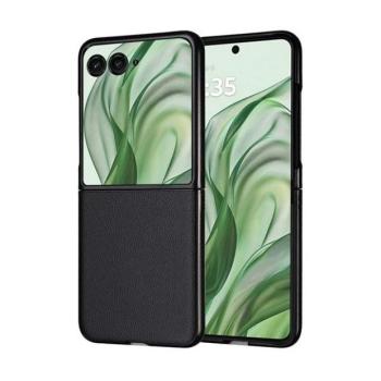 Motorola Razr 50 Ultra, Műanyag hátlap védőtok, bőrhatású hátlap, fekete kép