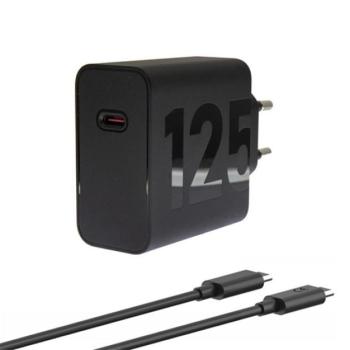 MOTOROLA TURBOPOWER hálózati töltő Type-C aljzat (5V / 3A, 125W, GaN, PD gyorstöltés támogatás + Type-C kábel) FEKETE Xiaomi Poco F5 Pro, Samsung Galaxy A34 5G (SM-A346), Motorola Edge 40 5G kép