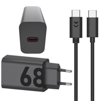 MOTOROLA TURBOPOWER hálózati töltő Type-C aljzat (68W, 6.5A, GaN, PD gyorstöltő + Type-C kábel) FEKETE kép
