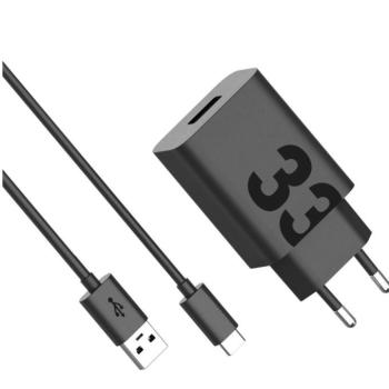Motorola TurboPower USB-A gyári hálózati töltő + USB-C töltő-és adatkábel, 1m, 33W, fekete kép