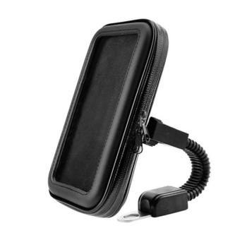 Motoros telefontartó (tükörre, 360°, por és vízálló cipzáras tok, 7&quot; méret) FEKETE kép