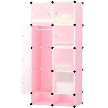Műanyag elemes szekrény, 10 rekeszes, rózsaszín kép