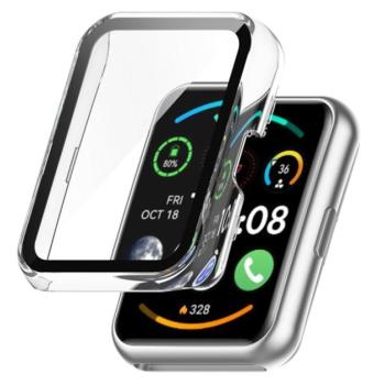Műanyag keret (BUMPER, ütésálló + kijelzővédő üveg) ÁTLÁTSZÓ Huawei Watch Fit 2 kép