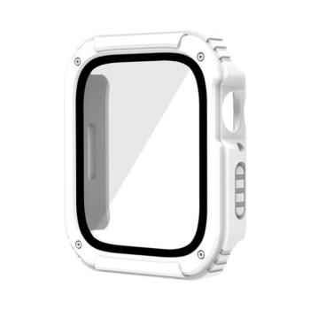 Műanyag keret (BUMPER, ütésálló + kijelzővédő üveg) FEHÉR Apple Watch Series 3 42mm kép