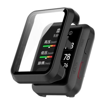 Műanyag keret (BUMPER, ütésálló + kijelzővédő üveg) FEKETE Huawei Watch D kép