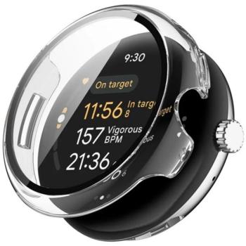 Műanyag keret (BUMPER, ütésállóság + kijelzővédő üveg) ÁTLÁTSZÓ Google Pixel Watch 3 45mm kép