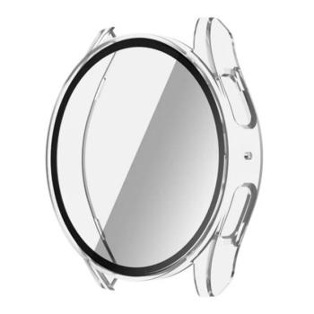 Műanyag keret (BUMPER, ütésállóság + kijelzővédő üveg) ÁTLÁTSZÓ Samsung Galaxy Watch 7 44mm (SM-L310), Galaxy Watch 7 eSIM 44mm (SM-L315) kép