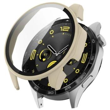 Műanyag keret (BUMPER, ütésállóság + kijelzővédő üveg) BÉZS Huawei Watch GT 4 46mm kép