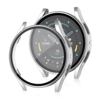 Műanyag keret (BUMPER, ütésállóság + kijelzővédő üveg) EZÜST Samsung Galaxy Watch 7 eSIM 40mm (SM-L305), Galaxy Watch 7 40mm (SM-L300) kép