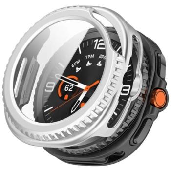 Műanyag keret (BUMPER, ütésállóság + kijelzővédő üveg) EZÜST Samsung Galaxy Watch 8 Classic 46mm (SM-L500), Galaxy Watch 8 Classic eSIM 46mm (SM-L505) kép