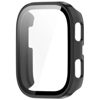 Műanyag keret (BUMPER, ütésállóság + kijelzővédő üveg) FEKETE Amazfit Bip 6 kép