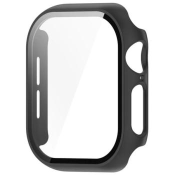 Műanyag keret (BUMPER, ütésállóság + kijelzővédő üveg) FEKETE Apple Watch Series 10 46mm kép
