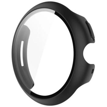 Műanyag keret (BUMPER, ütésállóság + kijelzővédő üveg) FEKETE Google Pixel Watch 3 45mm kép