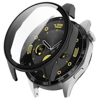 Műanyag keret (BUMPER, ütésállóság + kijelzővédő üveg) FEKETE Huawei Watch GT 4 46mm kép