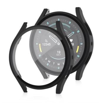 Műanyag keret (BUMPER, ütésállóság + kijelzővédő üveg) FEKETE Samsung Galaxy Watch 7 eSIM 40mm (SM-L305), Galaxy Watch 7 40mm (SM-L300) kép