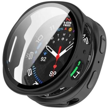 Műanyag keret (BUMPER, ütésállóság + kijelzővédő üveg) FEKETE Samsung Galaxy Watch 8 eSIM 40mm (SM-L325), Galaxy Watch 8 40mm (SM-L320) kép