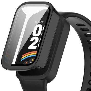 Műanyag keret (BUMPER, ütésállóság + kijelzővédő üveg) FEKETE Xiaomi Smart Band 9 Active kép