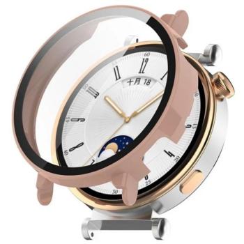 Műanyag keret (BUMPER, ütésállóság + kijelzővédő üveg) RÓZSASZÍN Huawei Watch GT 4 41mm kép