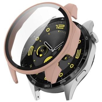 Műanyag keret (BUMPER, ütésállóság + kijelzővédő üveg) RÓZSASZÍN Huawei Watch GT 4 46mm kép