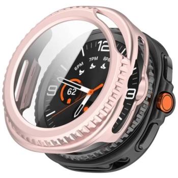 Műanyag keret (BUMPER, ütésállóság + kijelzővédő üveg) RÓZSASZÍN Samsung Galaxy Watch 8 Classic 46mm (SM-L500), Galaxy Watch 8 Classic eSIM 46mm (SM-L505) kép