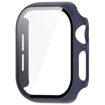 Műanyag keret (BUMPER, ütésállóság + kijelzővédő üveg) SÖTÉTKÉK Apple Watch Series 10 46mm kép