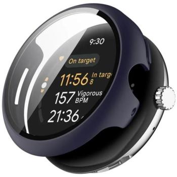 Műanyag keret (BUMPER, ütésállóság + kijelzővédő üveg) SÖTÉTKÉK Google Pixel Watch 3 45mm kép