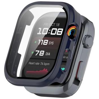 Műanyag keret (BUMPER, ütésállóság + kijelzővédő üveg) SÖTÉTKÉK Huawei Watch D2 kép
