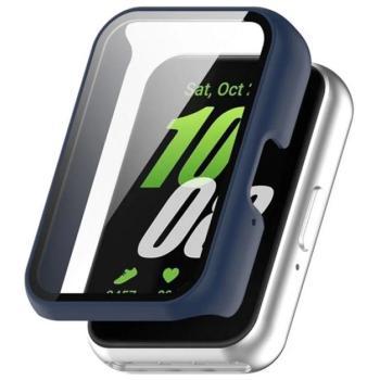 Műanyag keret (BUMPER, ütésállóság + kijelzővédő üveg) SÖTÉTKÉK Samsung Galaxy Fit 3 kép