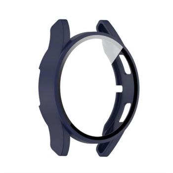 Műanyag keret (BUMPER, ütésállóság + kijelzővédő üveg) SÖTÉTKÉK Samsung Galaxy Watch 4 40 mm (SM-R860), Galaxy Watch 4 eSIM 40mm (SM-R865), Galaxy Watch 5 40 mm (SM-R900) kép