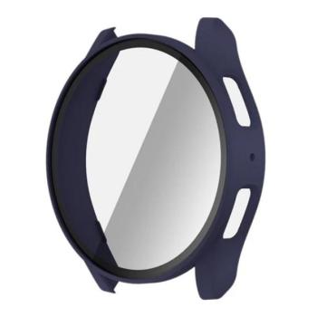 Műanyag keret (BUMPER, ütésállóság + kijelzővédő üveg) SÖTÉTKÉK Samsung Galaxy Watch 7 eSIM 44mm (SM-L315), Galaxy Watch 7 44mm (SM-L310) kép
