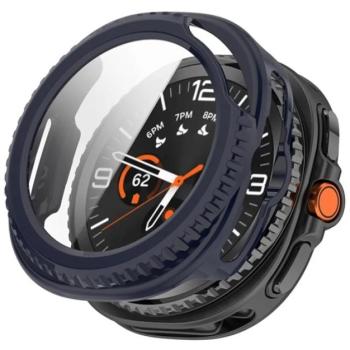 Műanyag keret (BUMPER, ütésállóság + kijelzővédő üveg) SÖTÉTKÉK Samsung Galaxy Watch 8 Classic 46mm (SM-L500), Galaxy Watch 8 Classic eSIM 46mm (SM-L505) kép
