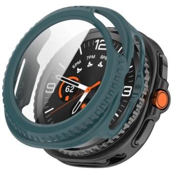 Műanyag keret (BUMPER, ütésállóság + kijelzővédő üveg) SÖTÉTZÖLD Samsung Galaxy Watch 8 Classic 46mm (SM-L500), Galaxy Watch 8 Classic eSIM 46mm (SM-L505) kép