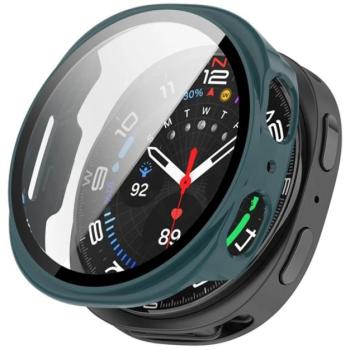 Műanyag keret (BUMPER, ütésállóság + kijelzővédő üveg) SÖTÉTZÖLD Samsung Galaxy Watch 8 eSIM 40mm (SM-L325), Galaxy Watch 8 40mm (SM-L320) kép