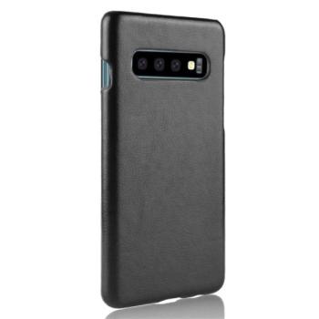 Műanyag telefonvédő (bőr hatású) FEKETE Samsung Galaxy S10 (SM-G973) kép