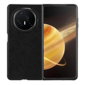 Műanyag telefonvédő (bőr hatású hátlap) FEKETE Honor Magic V3 5G kép