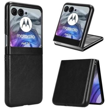 Műanyag telefonvédő (bőr hatású hátlap) FEKETE Motorola Razr 50 5G kép