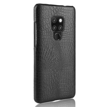 Műanyag telefonvédő (bőr hatású, krokodilbőr minta) FEKETE Huawei Mate 20 kép