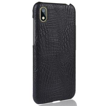 Műanyag telefonvédő (bőr hatású, krokodilbőr minta) FEKETE Huawei Y5 (2019), Honor 8S (2019), Honor 8S (2020) kép