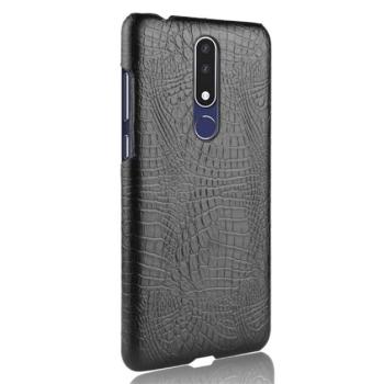 Műanyag telefonvédő (bőr hatású, krokodilbőr minta) FEKETE Nokia 3.1 Plus kép
