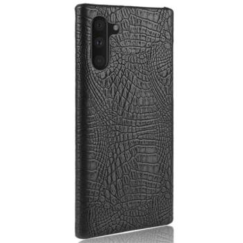 Műanyag telefonvédő (bőr hatású, krokodilbőr minta) FEKETE Samsung Galaxy Note 10 (SM-N970F) kép