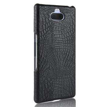 Műanyag telefonvédő (bőr hatású, krokodilbőr minta) FEKETE Sony Xperia 10 plus (L4213) kép