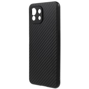 Műanyag telefonvédő (bőr hatású, szilikon betét, karbon minta) FEKETE Xiaomi Mi 11 Lite 5G, Xiaomi Mi 11 Lite 4G, Xiaomi 11 Lite 5G NE kép